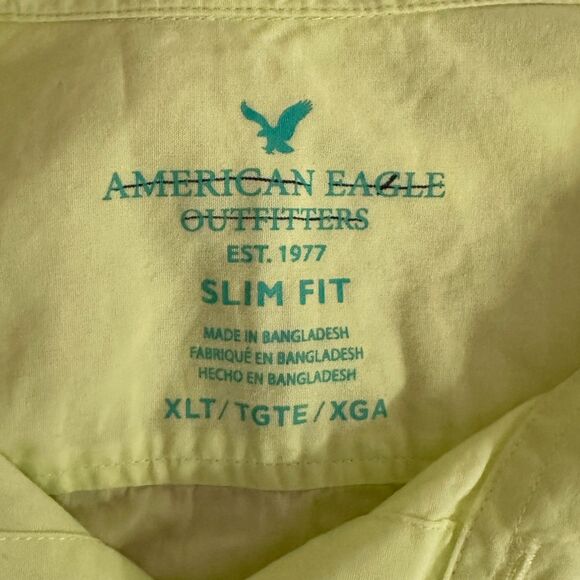 American Eagle Florescent Yellow Button Down Slim Fit Shirt, XL - Picture 3 of 4